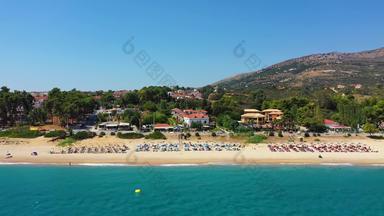 规模前海滩位置希腊岛凯法利尼亚岛壮观的视图海滩规模规模海滩软沙子绿松石水凯法利尼亚岛希腊